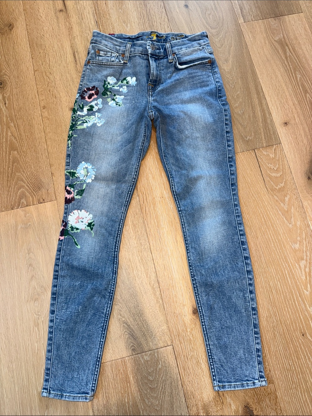 Blue Floral Embroidered Women’s Jeans